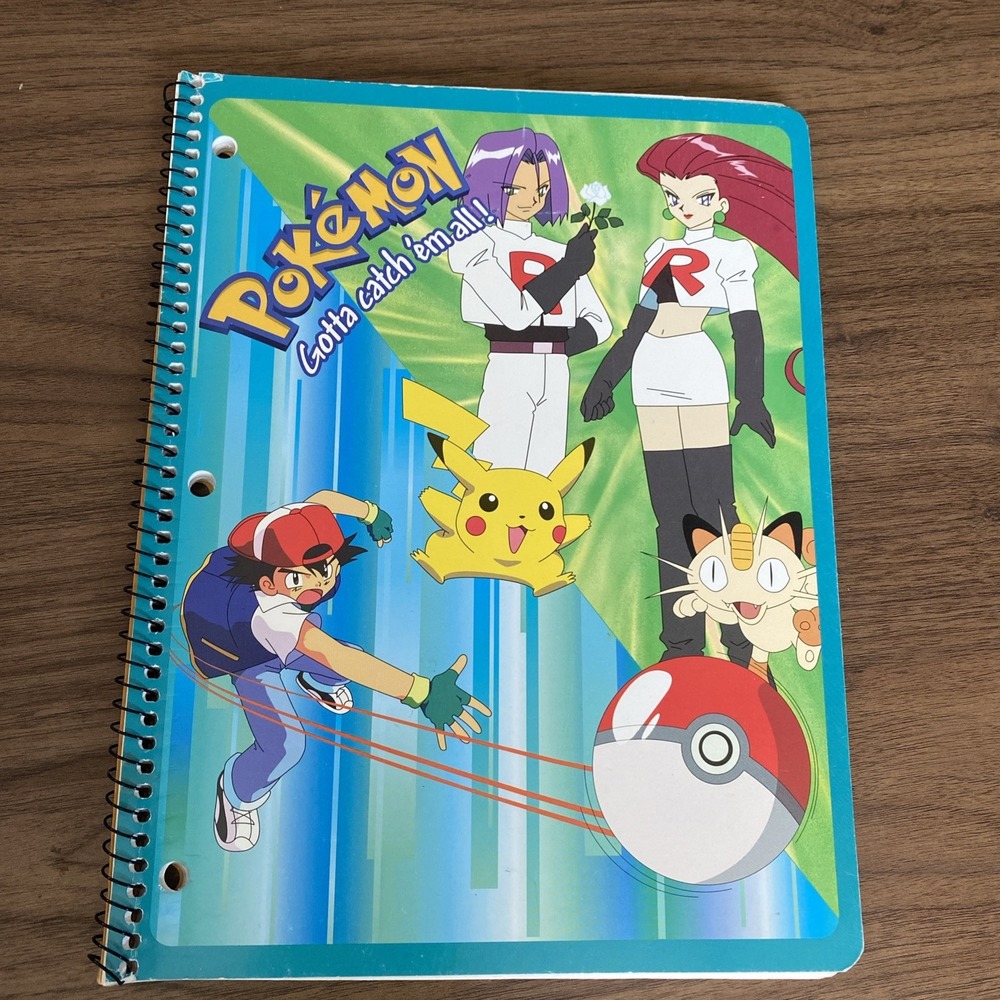 Vintage 1999 Pokemon 3 Ring Paper Spiral Notebook Gotta Catch 'em All 4071 60 Pg